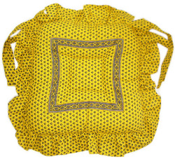 Ruffled seat cushion (Lourmarin. yellow × blue)